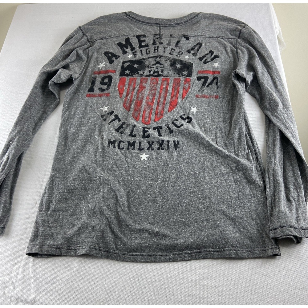 American Fighter Training Div Henley Shirt L/S Men's XL Gym‎ Workout Black Gray - Picture 8 of 9